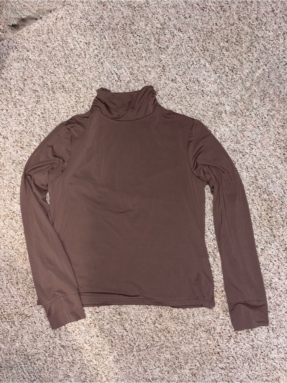 Women's Long Sleeve Turtleneck Top in Brown